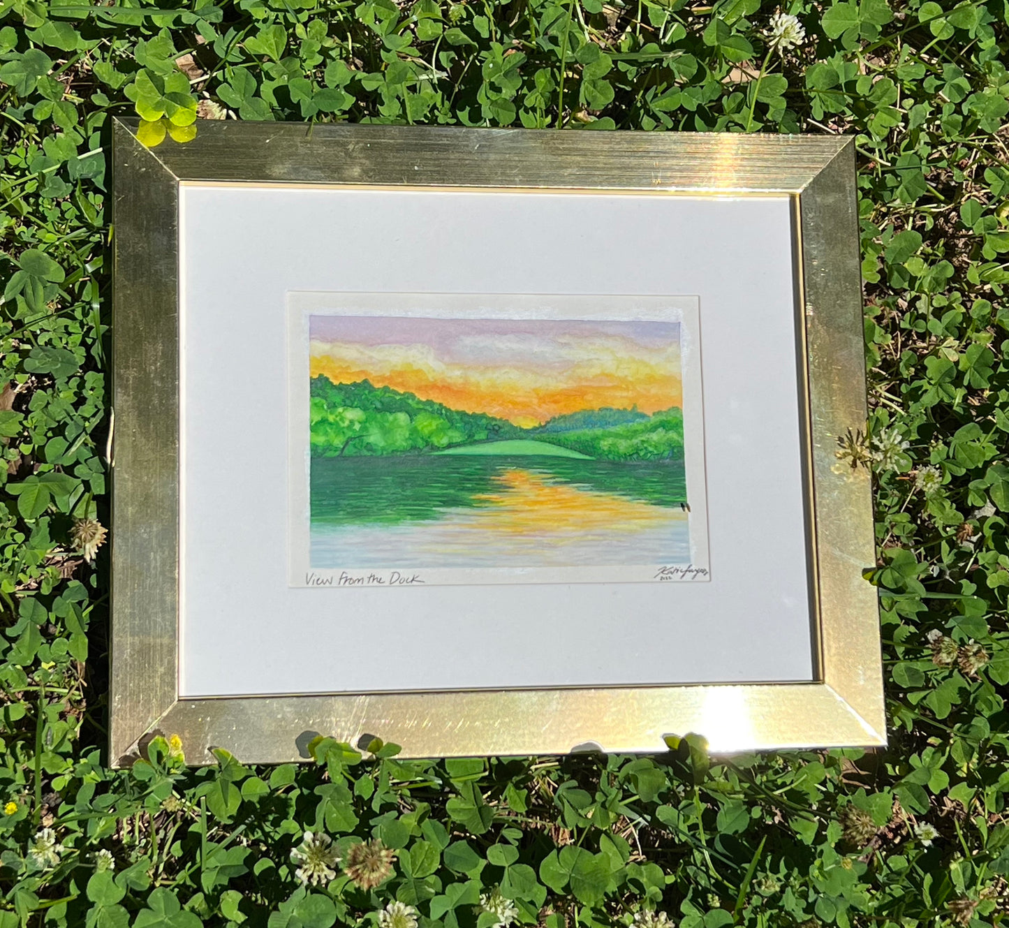 Original Framed Lake View Watercolor