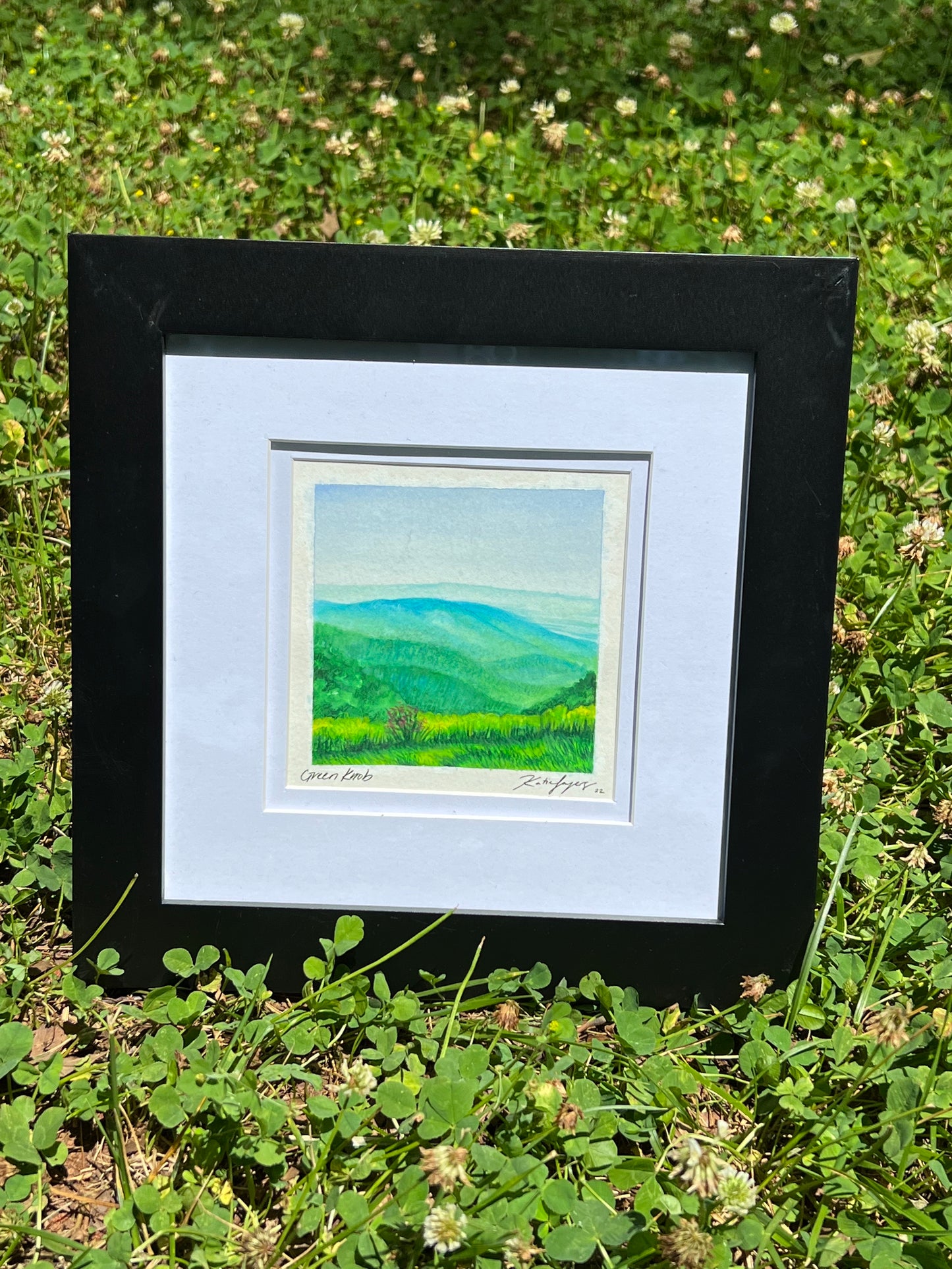 Original Framed Watercolor of Green Knob