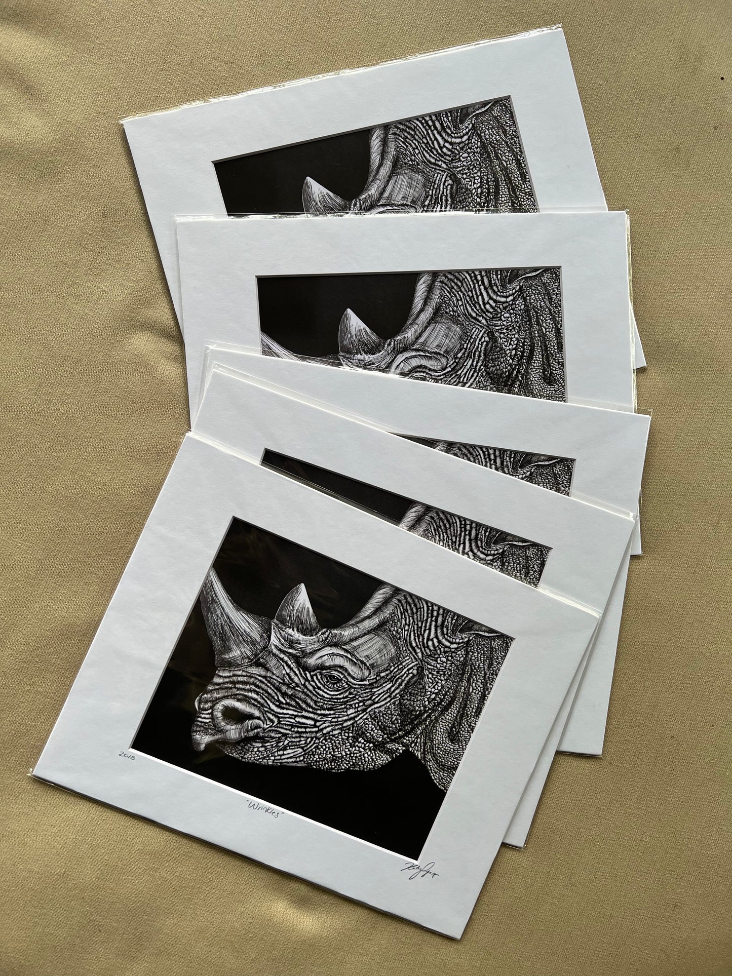 Pen and Ink Rhino Fine Art Print