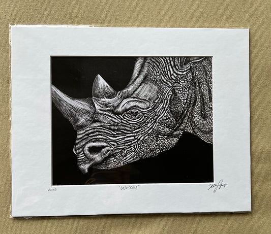 Pen and Ink Rhino Fine Art Print