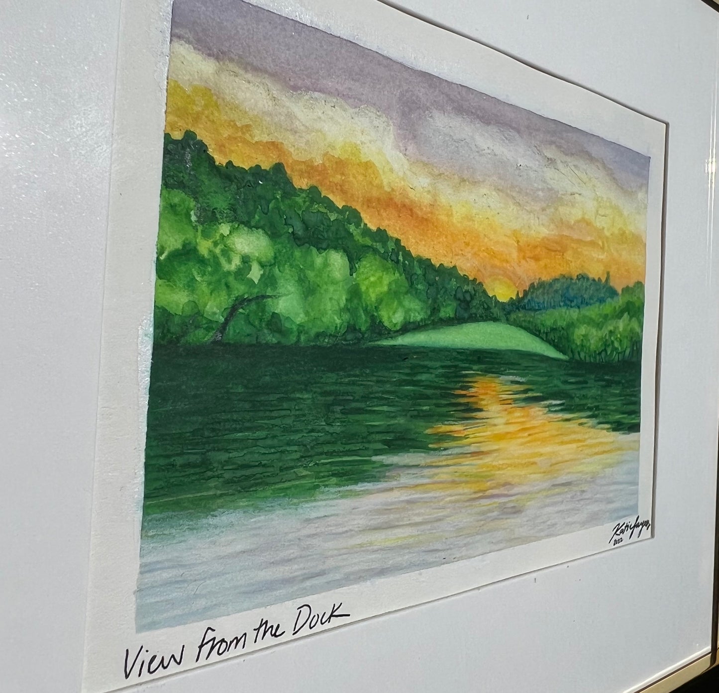 Original Framed Lake View Watercolor