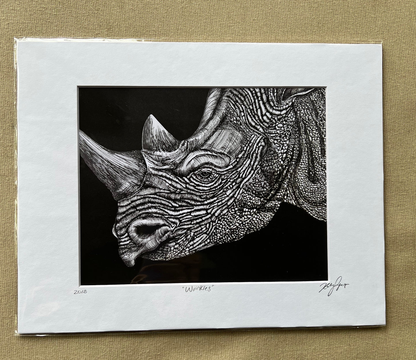Pen and Ink Rhino Fine Art Print